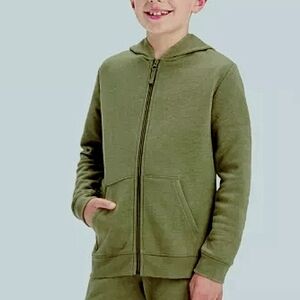 Cat & Jack Green Zip-Up Hoodie Sweatshirt Olive Green- Size 8-10 Unisex